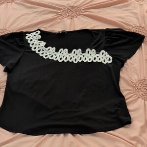 Black Top with White Lace By "Adrienne Vittadini"